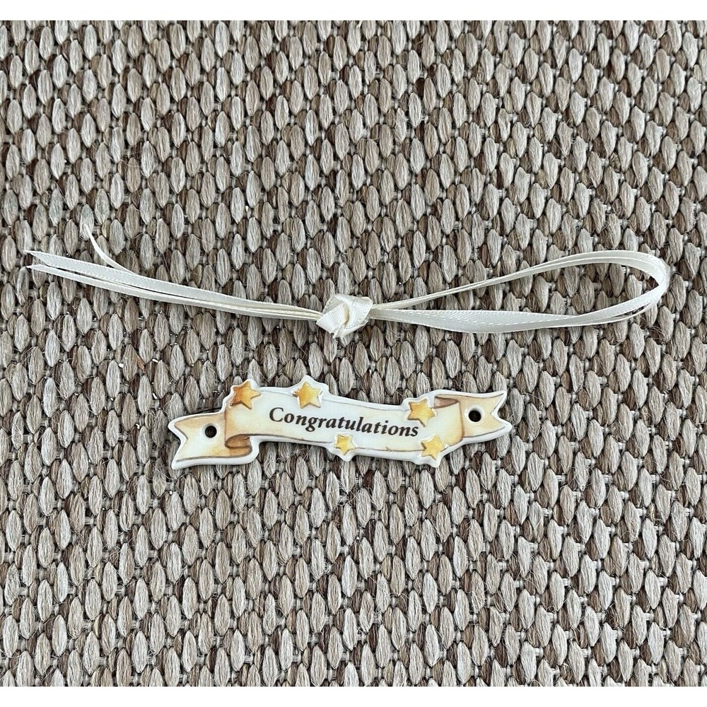 Longaberger‎ Basket Congratulations Tie-On Ceramic Charm With  Ribbons